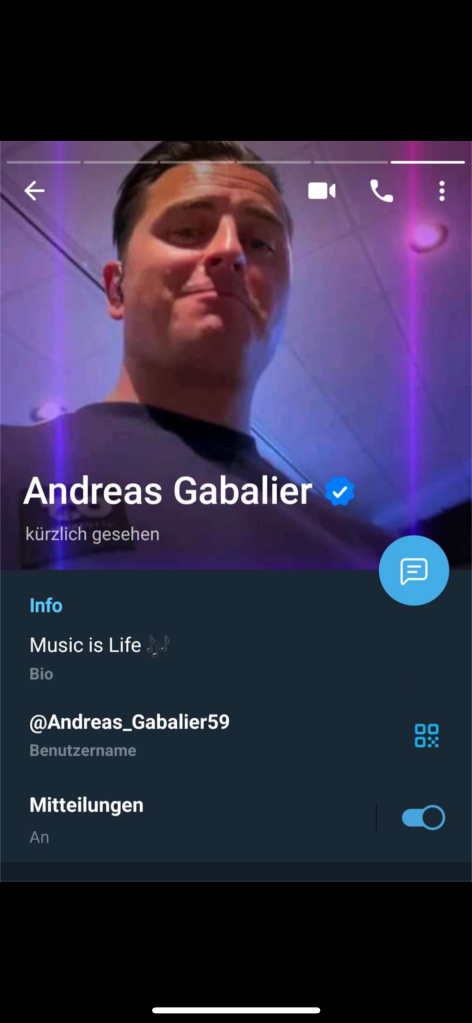 Falsche Andreas Gabalier Betrüger auf Telegram